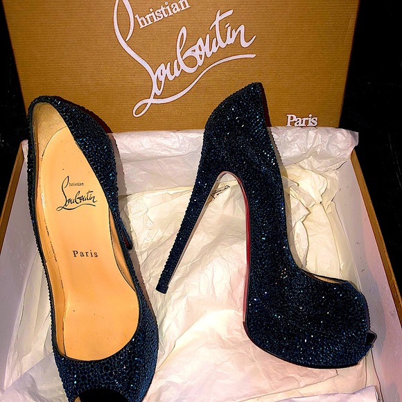 New Christian Louboutin Strass Lady Peep 150 Pumps - Picture 10 of 14